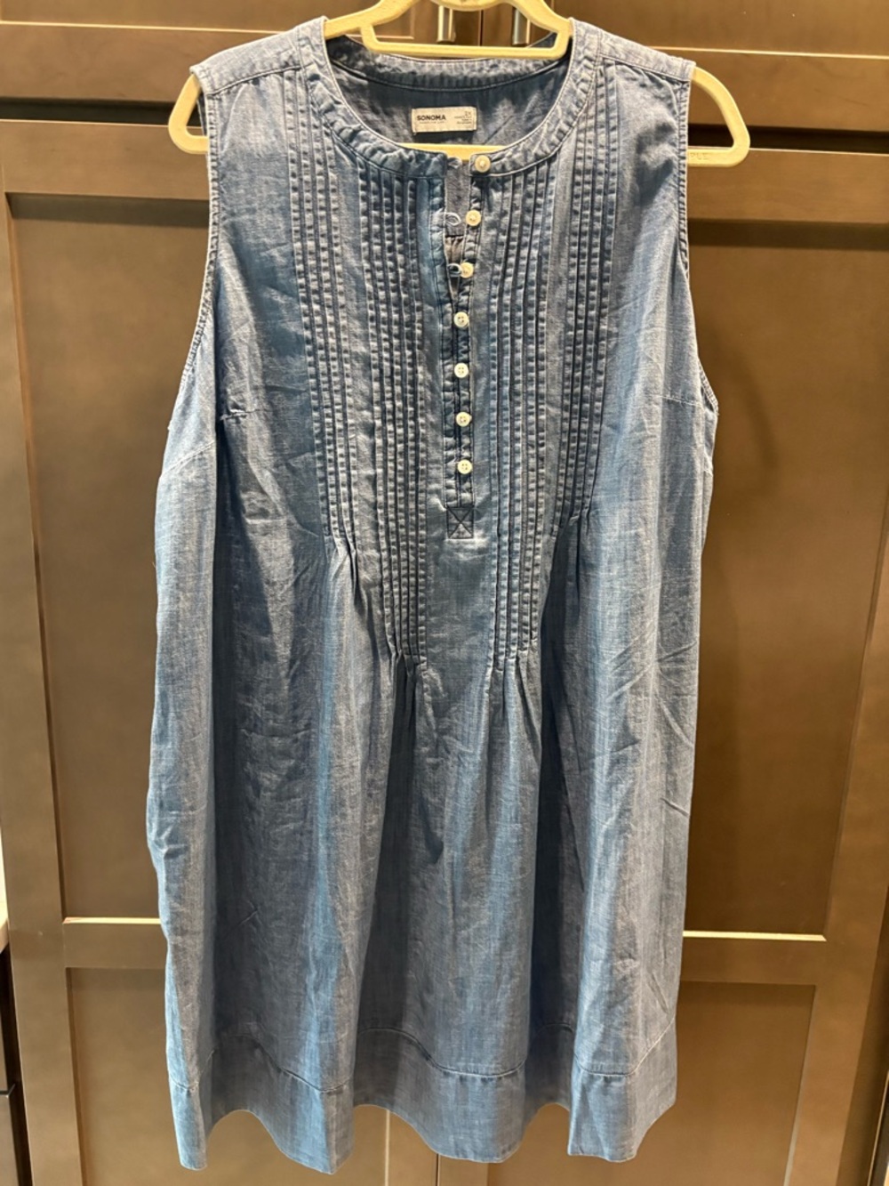 Sonoma Cotton Light Denim  Chambray Sleeveless Dress with Pockets, 2x